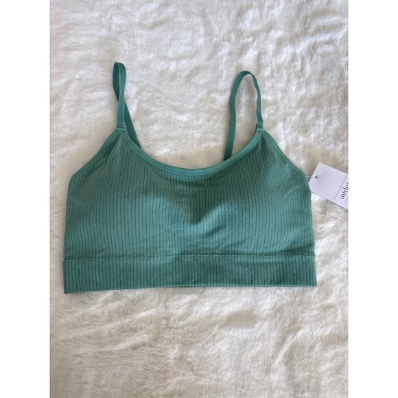 Auden Seamless Green Lightly lined padded bralette, NEW size Large - Picture 2 of 5